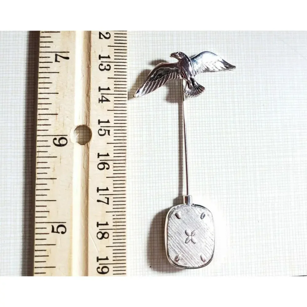 Vintage Sterling Silver Stick Pin Seagull Bird Initial 